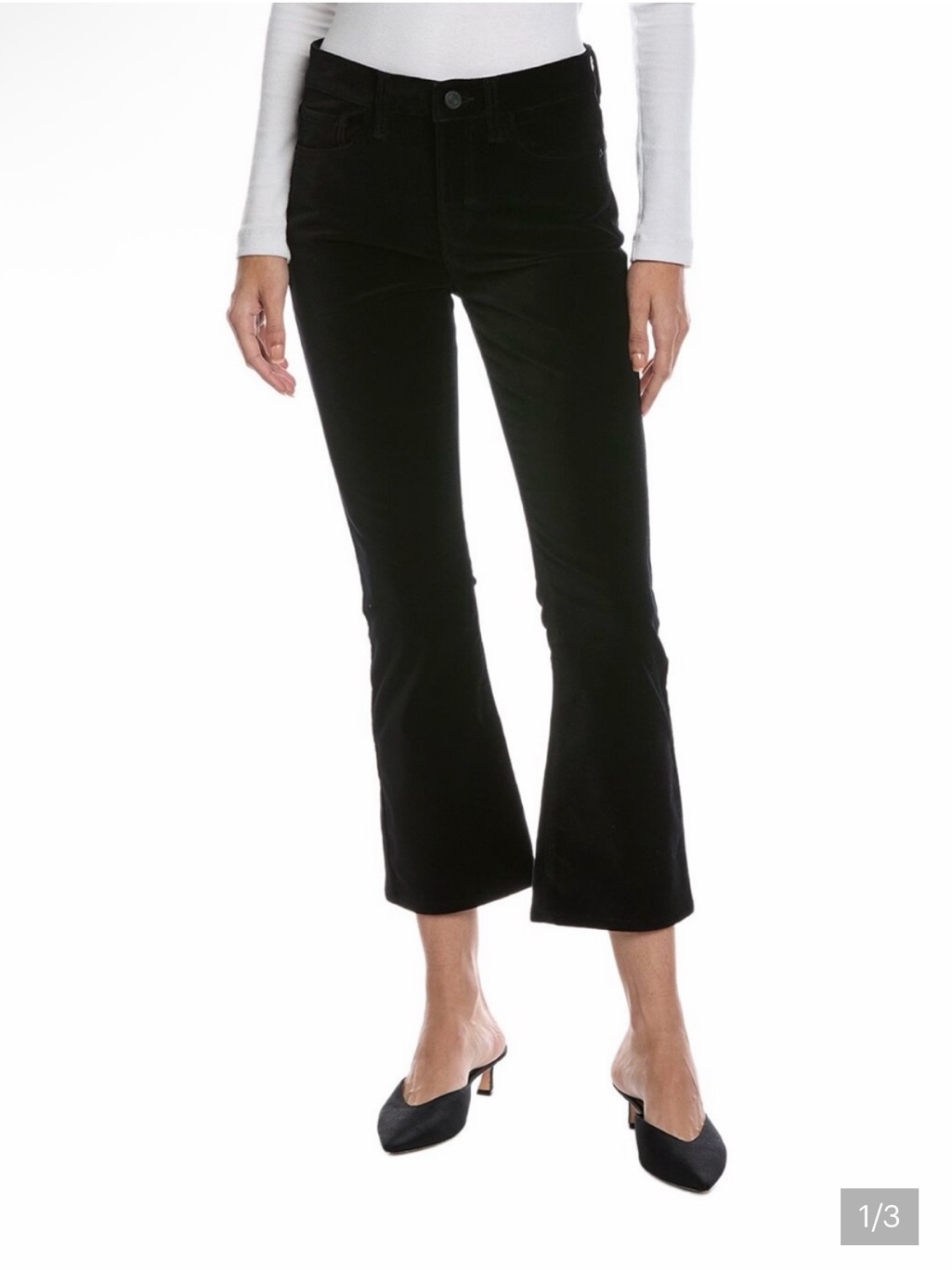 Frame Denim Le Crop Mini Corduroy Bootcut Jeans 23 Black